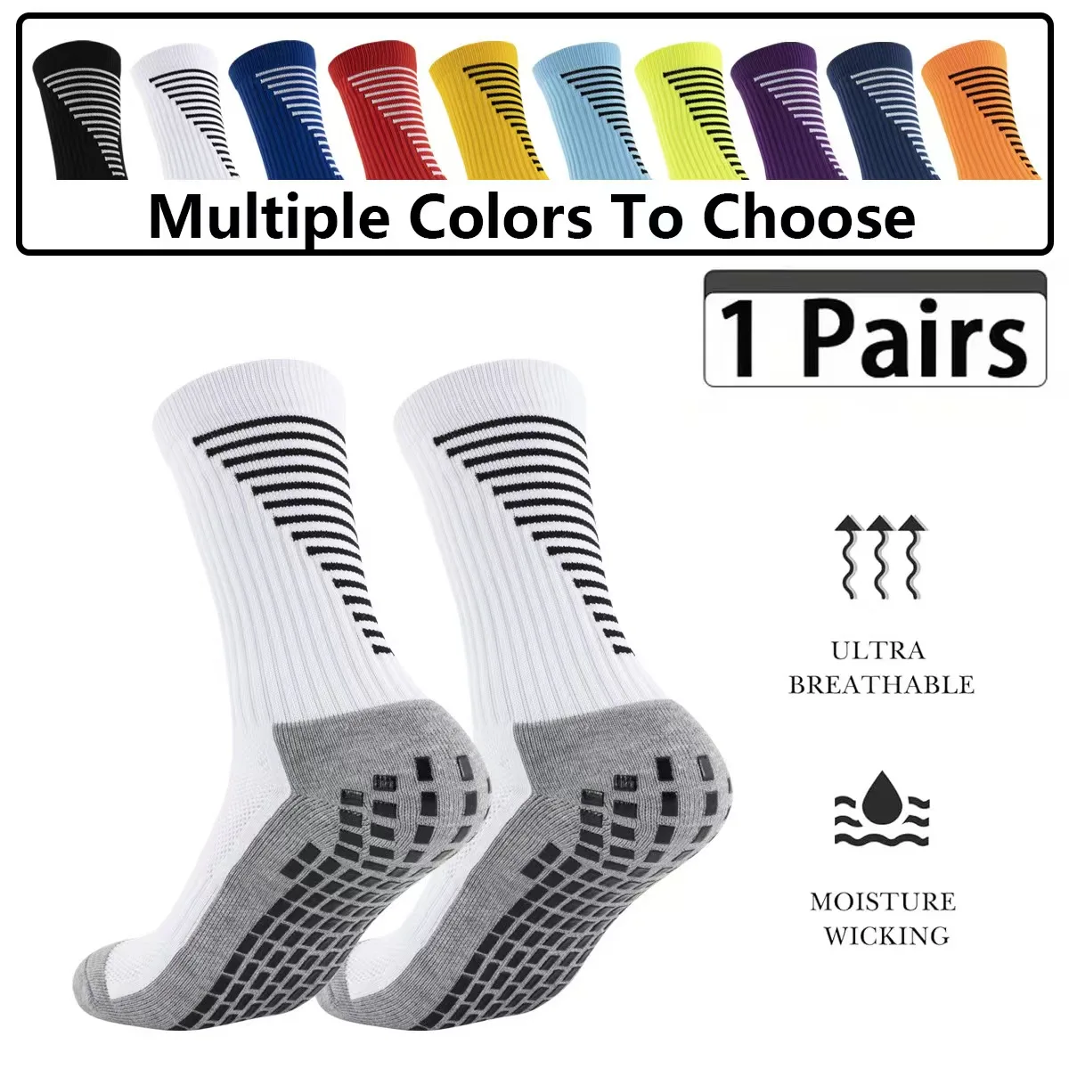 

пара влагоотводящих спортивных носков с профессиональной противоскользящей подошвой и амортизирующей подкладкой для футбола и баскетбола