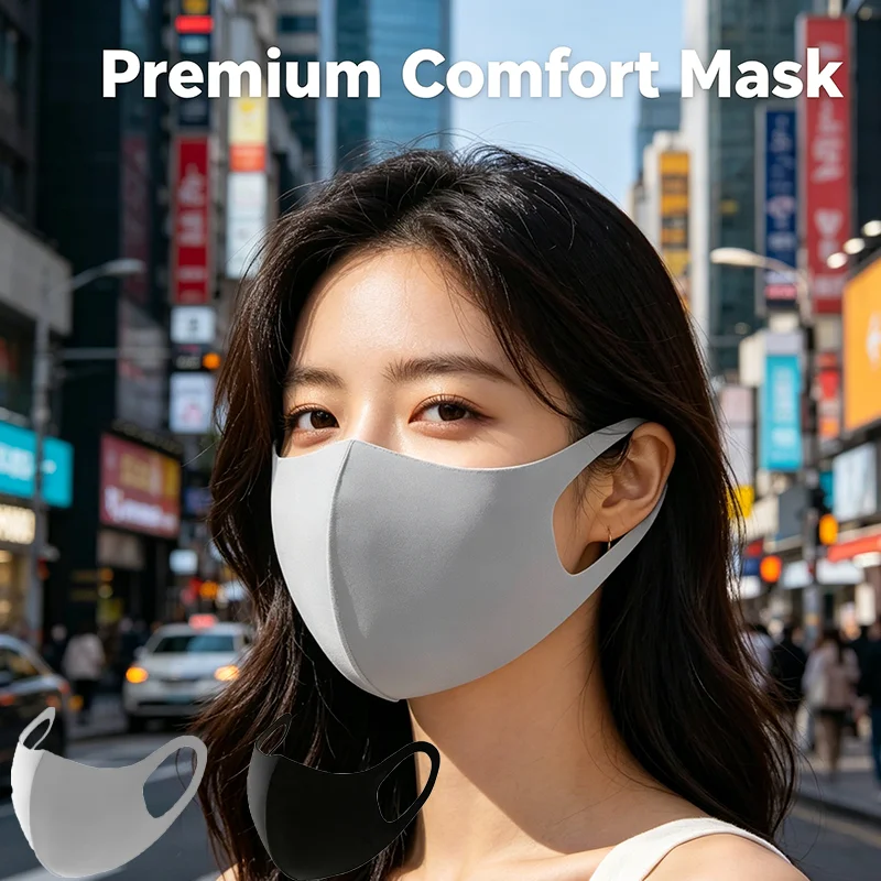 Summer Earloop Mask Unisex Thin Solid Color Dustproof Outdoor Travel Mask Adult Ice Silk Breathable UV Protection Face Cover