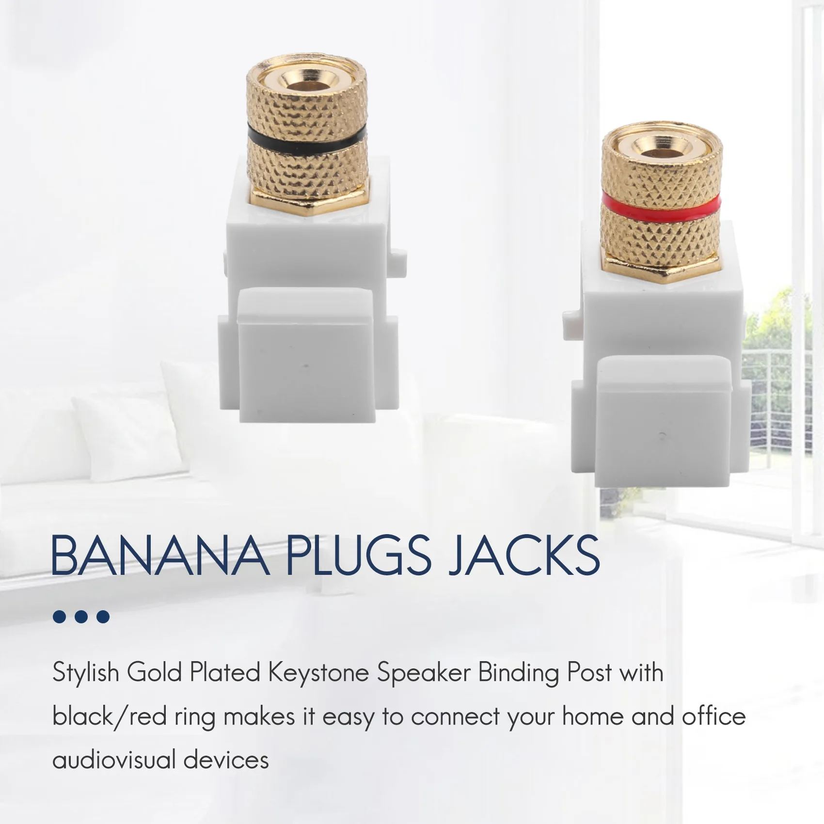Conector Keystone Banana Snap-in para altavoz, blanco, 10 unidades