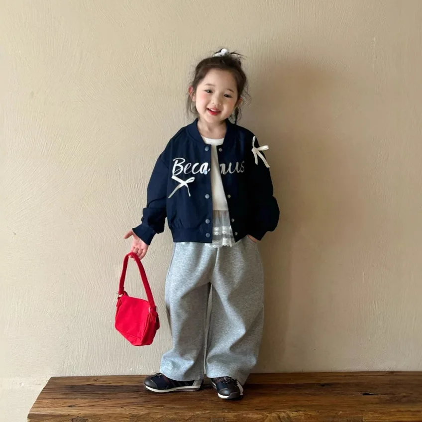 

2025 Autumn New Products: Children's Clothing Girls' Exquisite Embroidered Coat Baby Bow Baseball Jacket