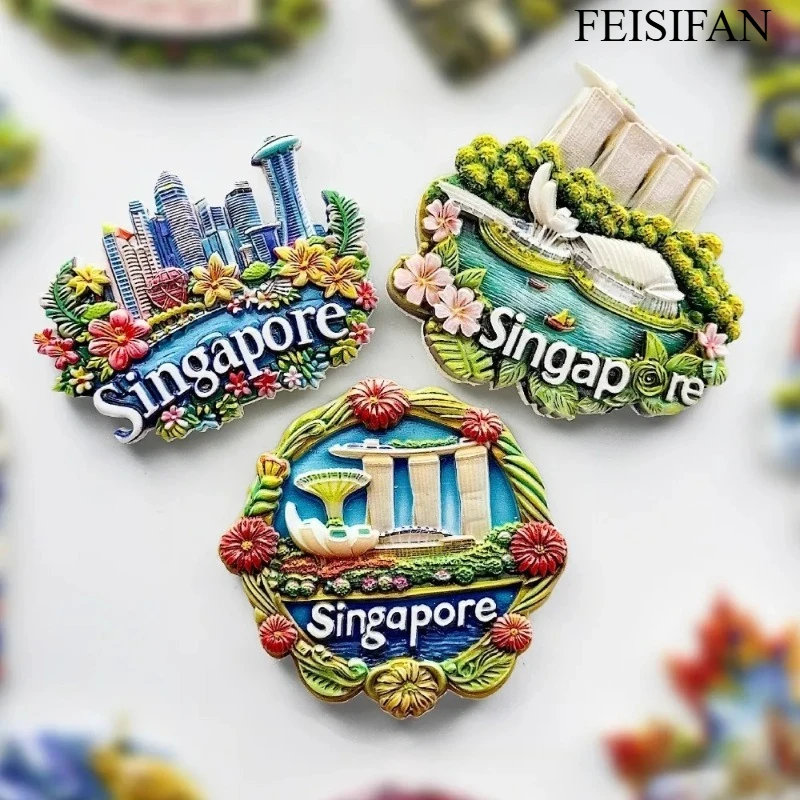Singapore Landmark Fridge Magnet City Scenery Tourist Souvenir Refrigerator Magnetic Sticker Travel Decor Gift For Friends Home