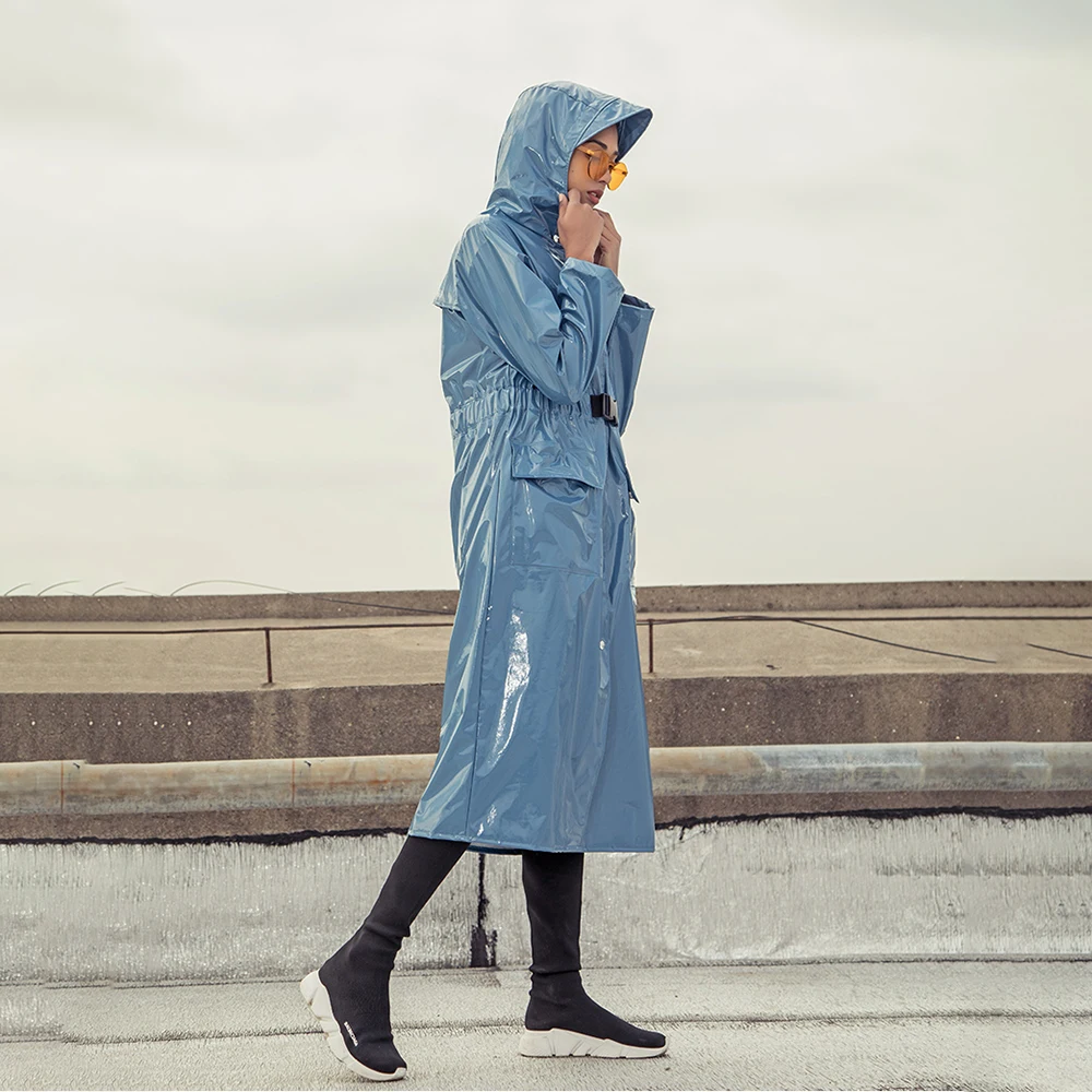 Imagem -05 - Impermeável Capas de Chuva Mulheres Equitação Poncho Luxo Longo Cabolsa de Chuva Caminhadas ao ar Livre Passeio Feminino Moda Capa de Chuva Viagem Preto