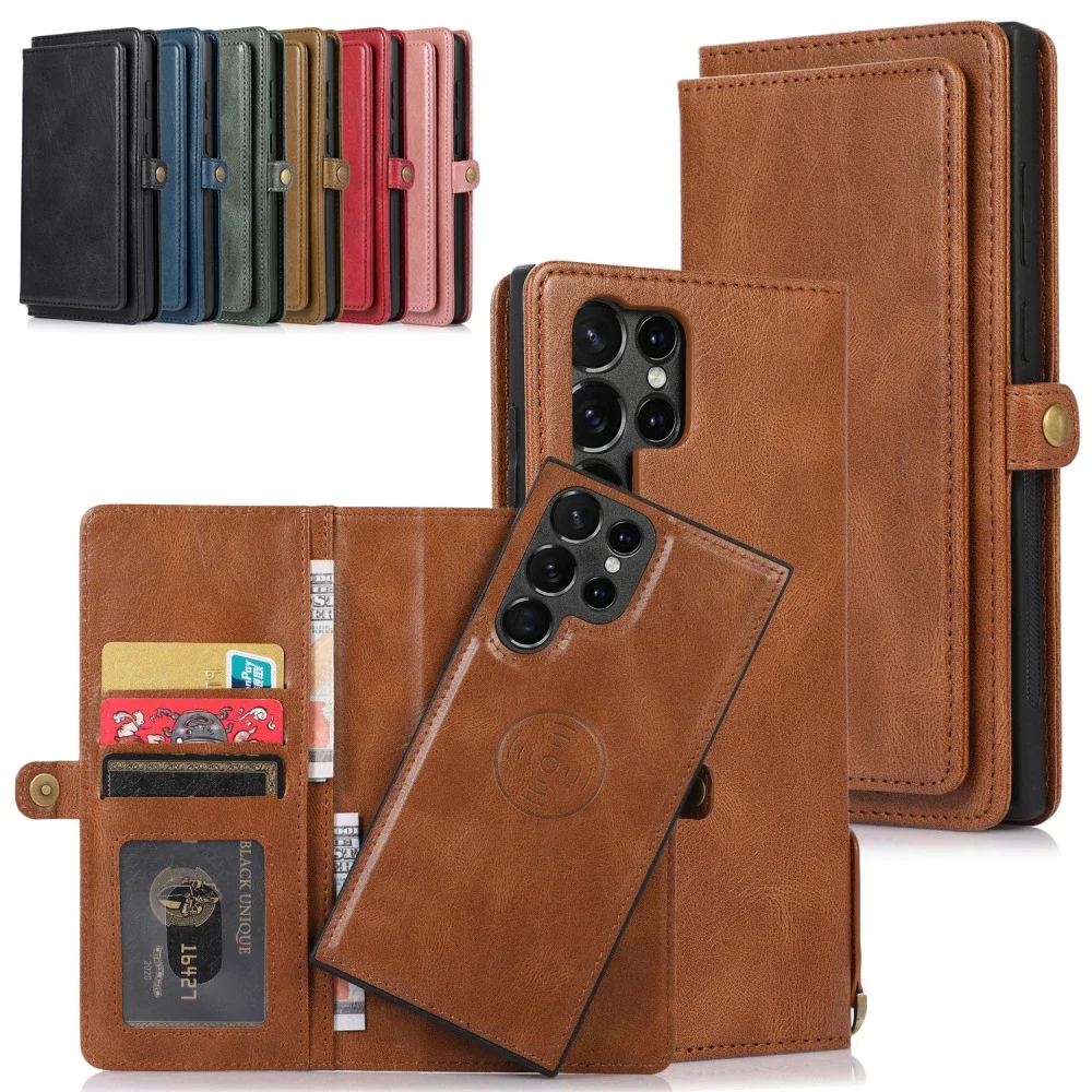 

Detachable 2 in 1 Magnetic Flip Wallet Card Case Phone Cover for Samsung Galaxy S22 S23 S24 S25 A32 A52 A13 A33 A53 A14 A54 A73