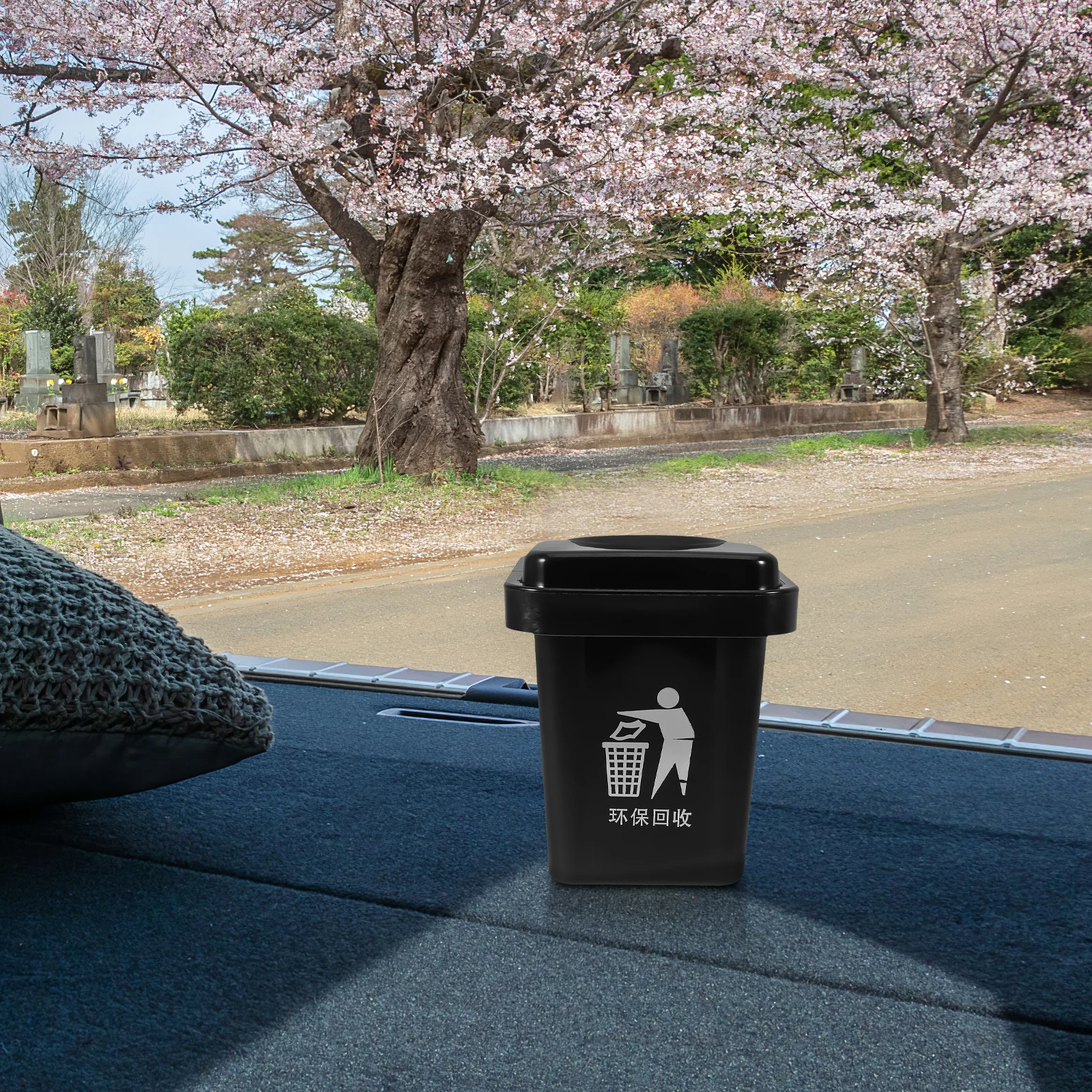 

RV Trash Can Small Compost Bin Black Stainless Steel Car Garbage Hanging Waste Basket Kitchen Under Sink Travel Accessories