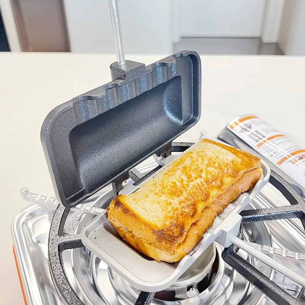 

1 шт. Тостер для хот-догов, двусторонняя антипригарная сковорода с откидной крышкой, компактный сэндвич-мейкер для дома и кемпинга, эргономичные аксессуары для закусок