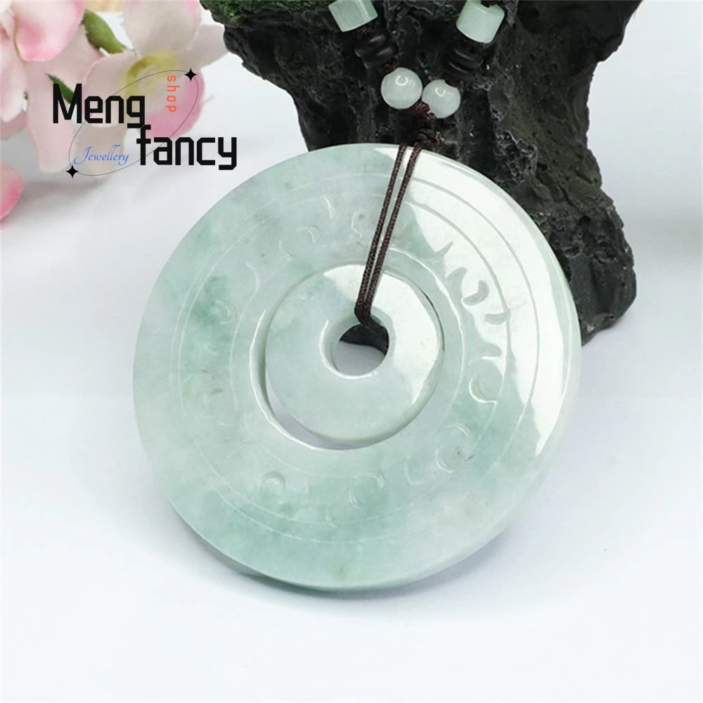 Natural Myanmar A-goods Jadeite Son Mother Button Exquisite Elegant Simple High-grade Pendant Antique Peace Button Holiday Gifts
