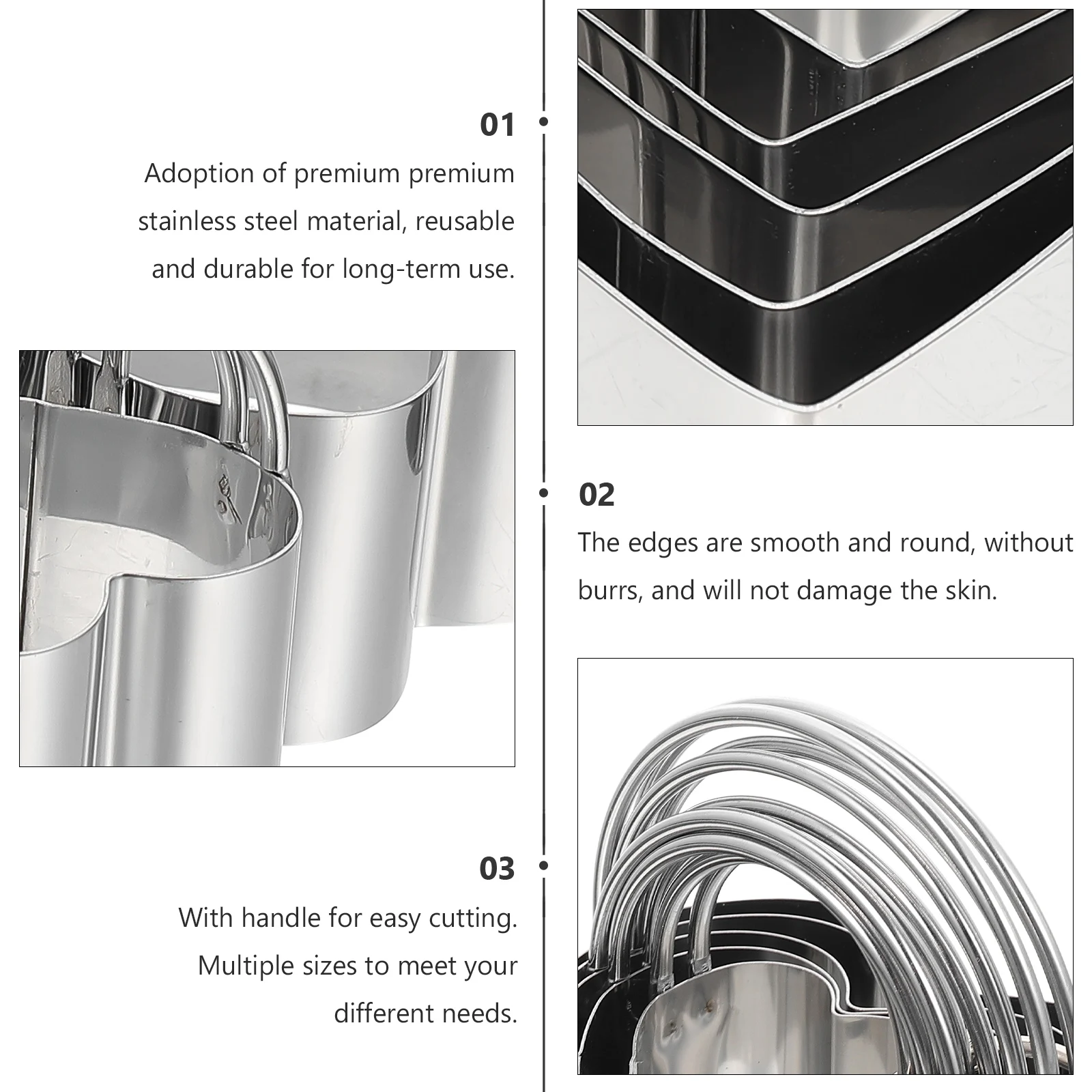 

1Set Creative Stainless Steel Cookie Molds Multi-Size DIY Baking Tools for Polymer Clay Biscuits Dessert Decoration Supplies