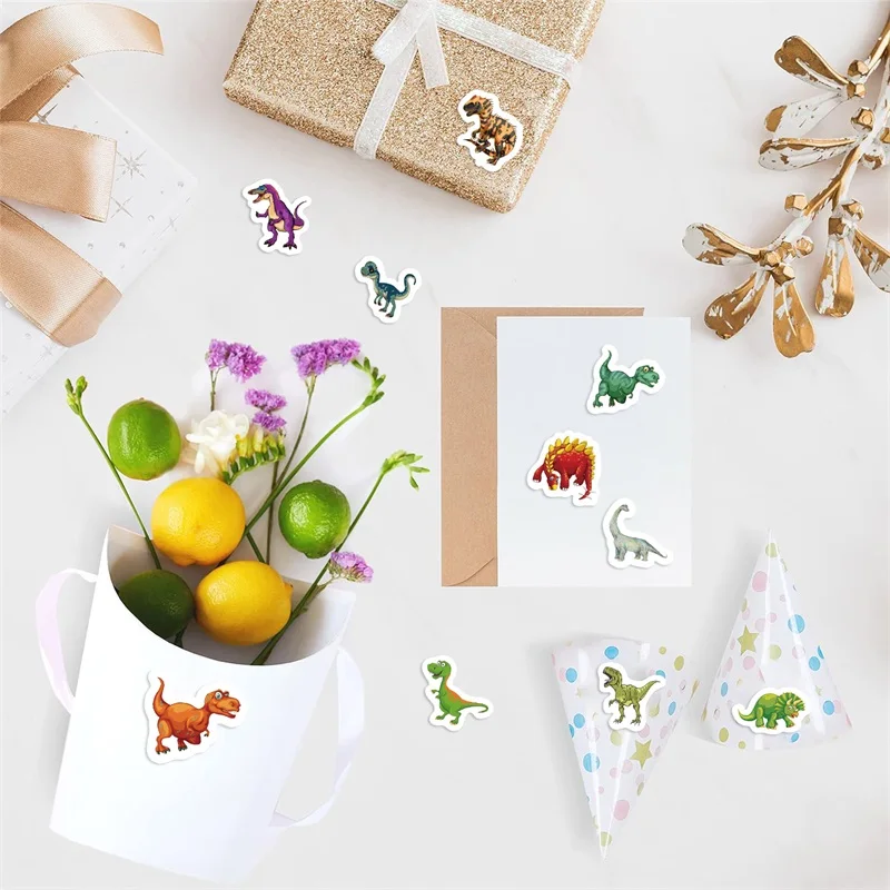 500PCS Funny Dinosaur Paper Labels Thank You Sticker Sealing DIY Decoration Scrapbooking Stationery Hand Accounting Supplies