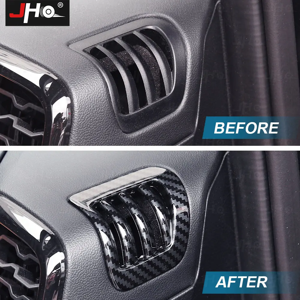 JHO Carbon Grain Inner Front Air Vent Outlet Cover Trim Decoration for Ford Ranger T9 2022 2023 2024 2025 Exterior Accessories