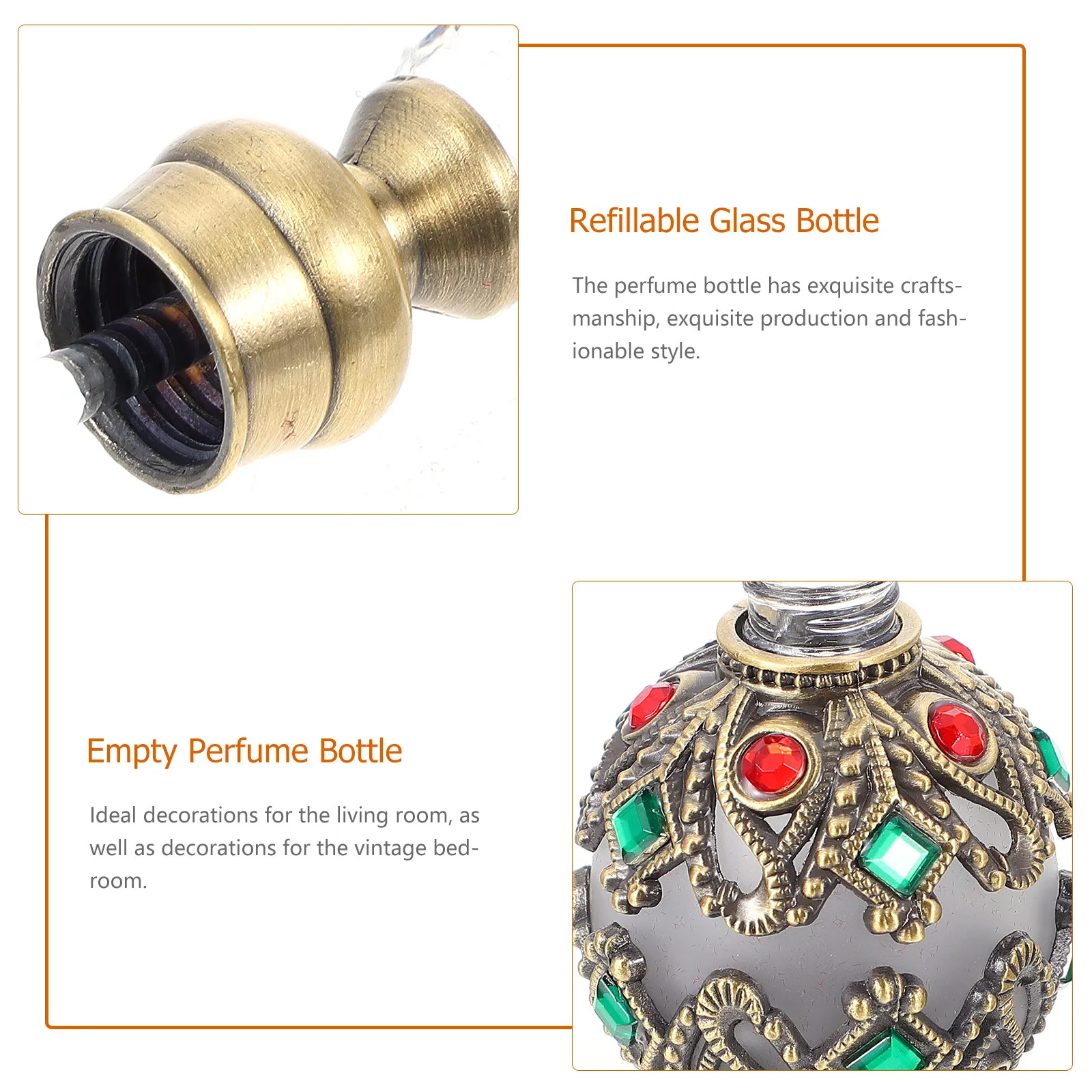 

2Pcs Perfume Bottle Decorations Glass Storage Vintage Style Small Refillable Essential Oil Container for Travel Gift
