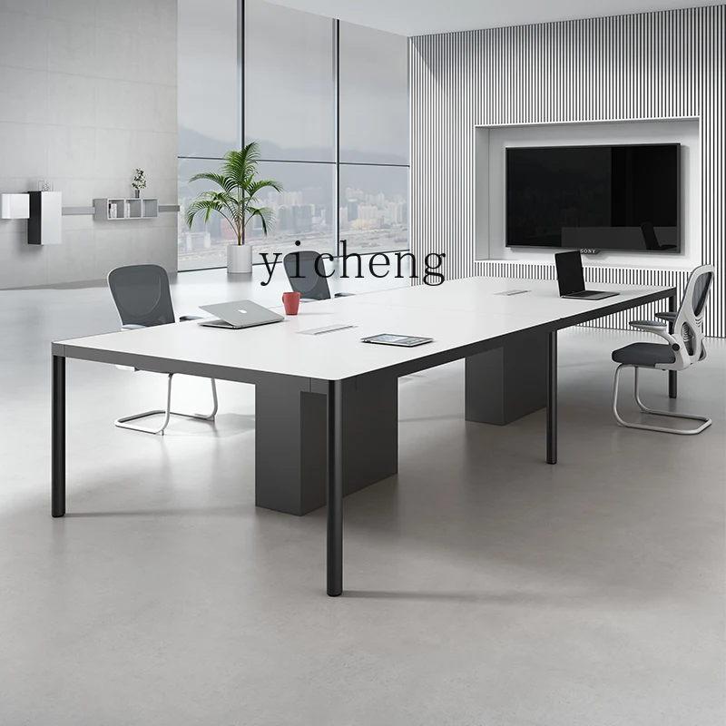 

TWR Aluminum Alloy Conference Table Simple Modern Negotiation Reception Table and Chair Set Office Training Desk