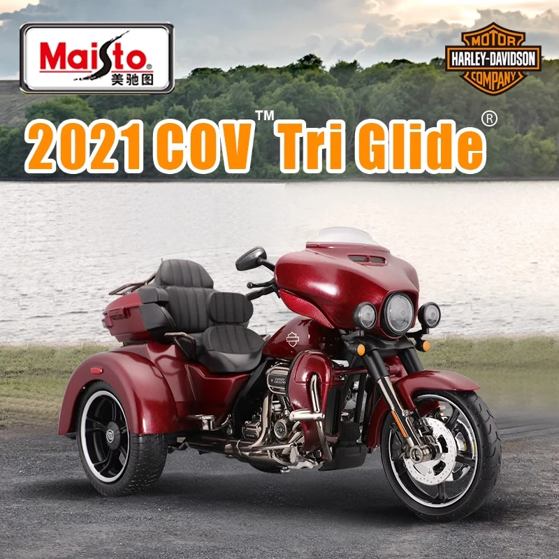 

Maisto 1:12 Harley Davidson CVO Tri Glide 2021, трехколесный велосипед, модель мотоцикла, коллекция игрушечных транспортных средств, амортизатор, внедорожные игрушки, автомобиль