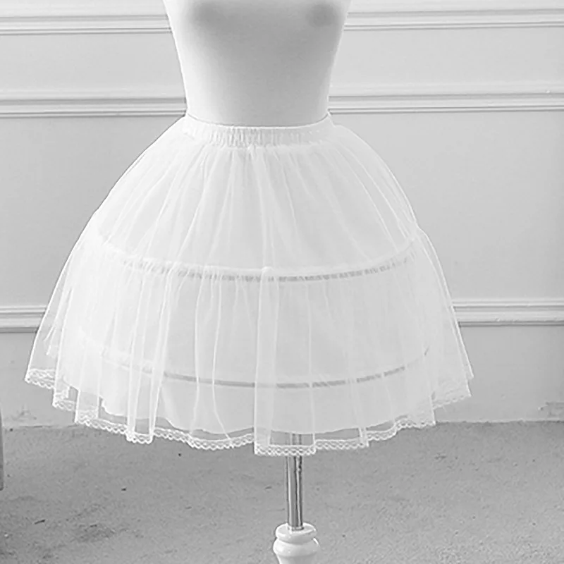 Two Steel Small Lace Tulle Tutu Crinoline Flower Girl Small Wedding Dress Knee-Length Skirt Dress Q207 Supply Can Be Customized