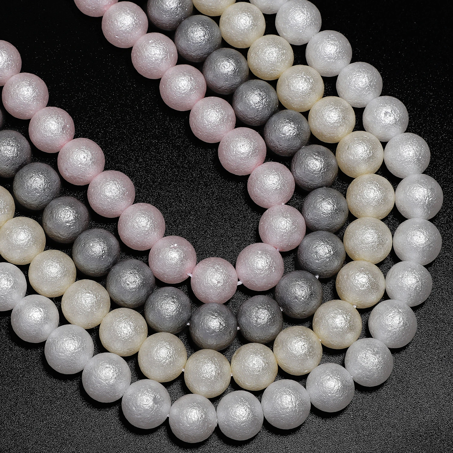 4-12mm Wrinkled Imitation Pearls Glass Beads White Pink Round Loose Beads For Jewelry Making DIY Necklace Bracelets Accessories