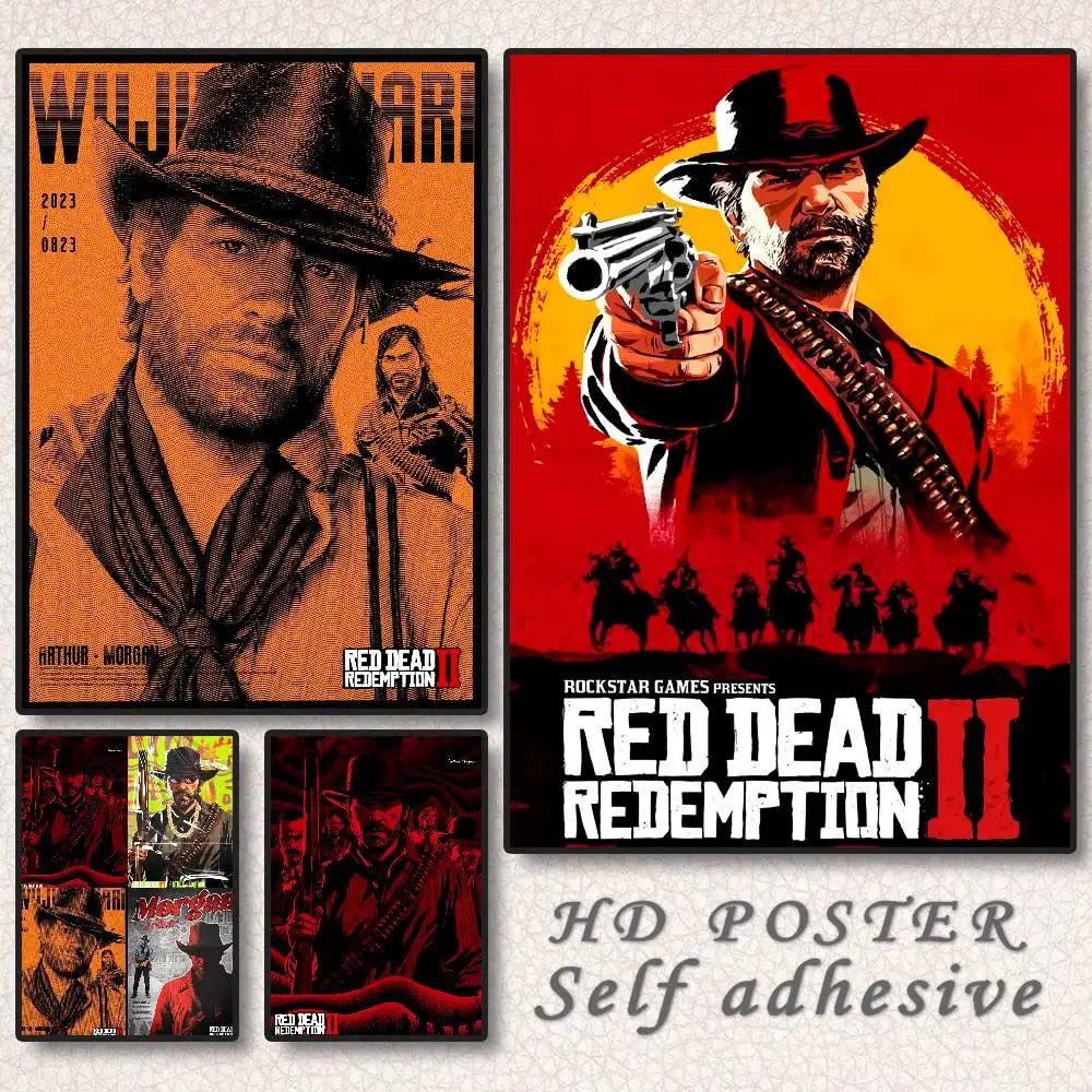 ملصق R-Red Dead R-RedemptionS عالي الدقة جدار لاصق مقاوم للماء لغرفة المعيشة المنزلية وغرفة النوم والديكور الجمالي