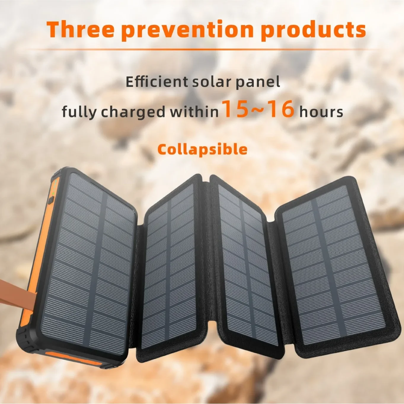 Solar Power Bank 25000mAh Fast Charging External Battery Outdoor Travel Waterproof Support for Multiple Mobile Devices