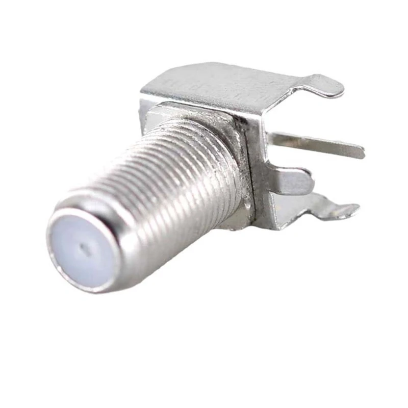 Threaded F Female Panel Mount Connector 90-Degree PCB , 75 Ohm Input Replacement, 10 Pack for Set-Top Box Service Repair Work