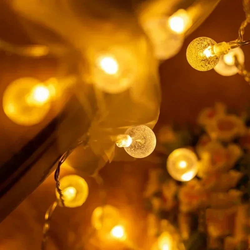 Bubble Ball Light USB/Battery Box String Crystal Bead Ball Fairy String Light Wedding Party Christmas 1.5/3/6M 10/20/40lights
