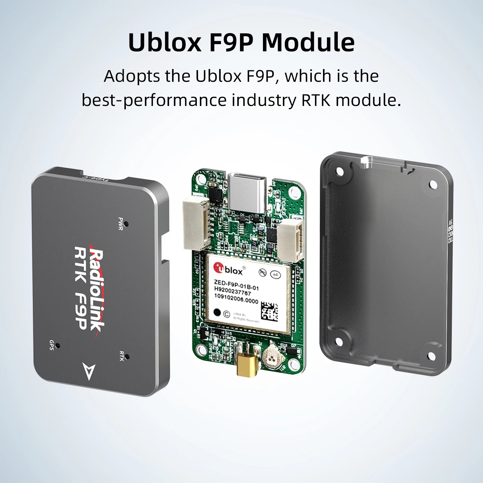 Raidlink RTK F9P Receiver Zero-loss PCB Antenna Feeder ublox F9P Module Built-in Geomagnetic Chip for U-AV RC Air-plane