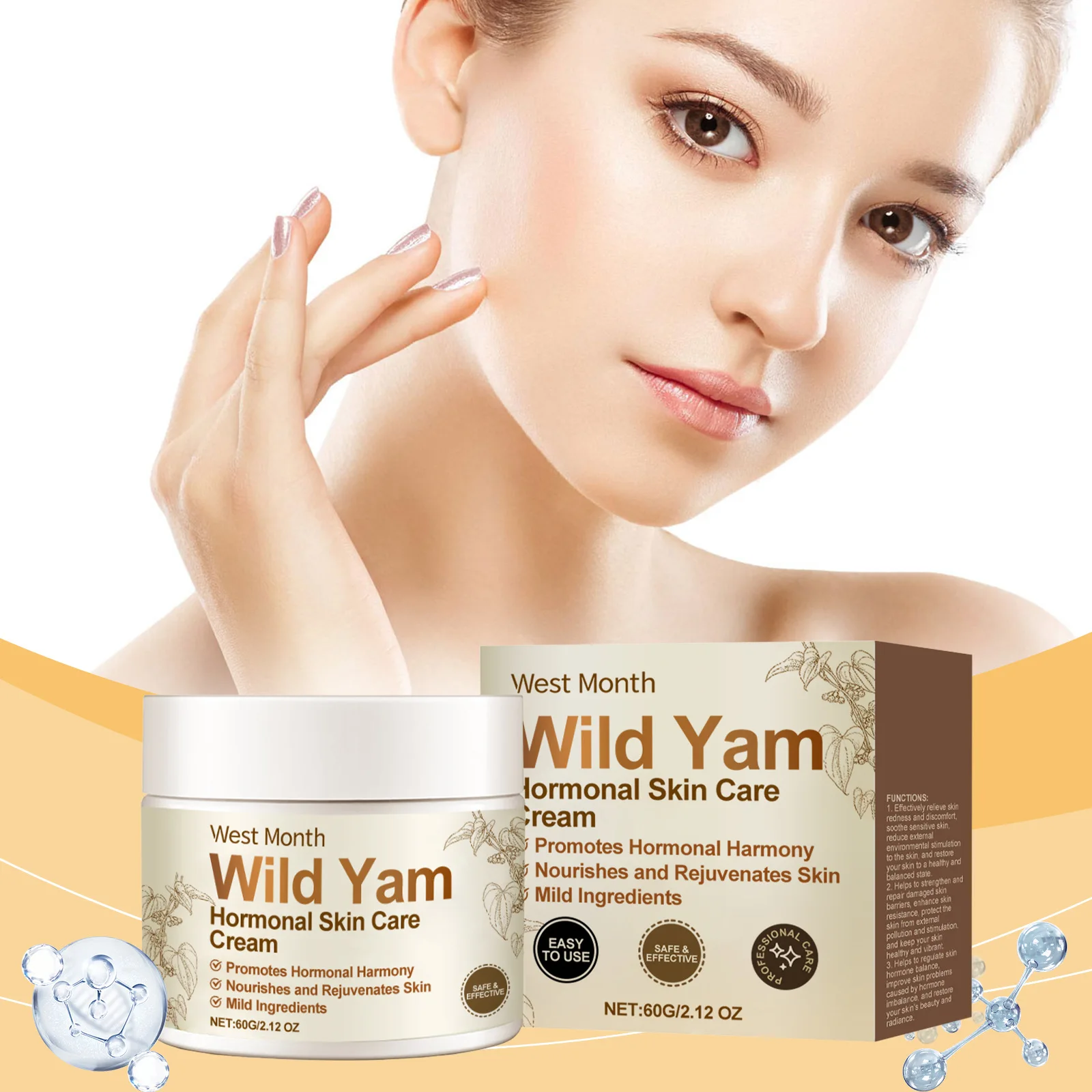 

West Month Facial Balance Cream Moisturizing Facial Rejuvenation Hydrating Cream Improve Uneven Skin Tone and Dull Complexion