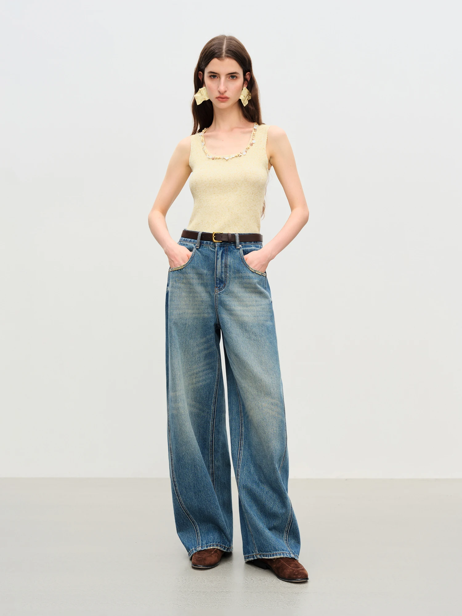 Premium Women's High Waist Retro Flare Jeans Blue