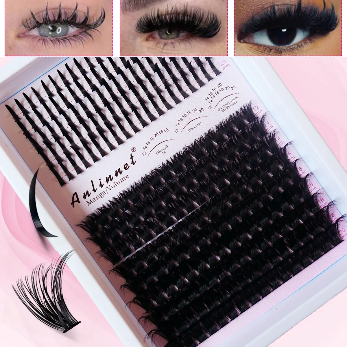 Faux cils artificiels épais à grappe unique naturelle féerique, maquillage de jeu mixte, courbe D, grande capacité, 14 rangées