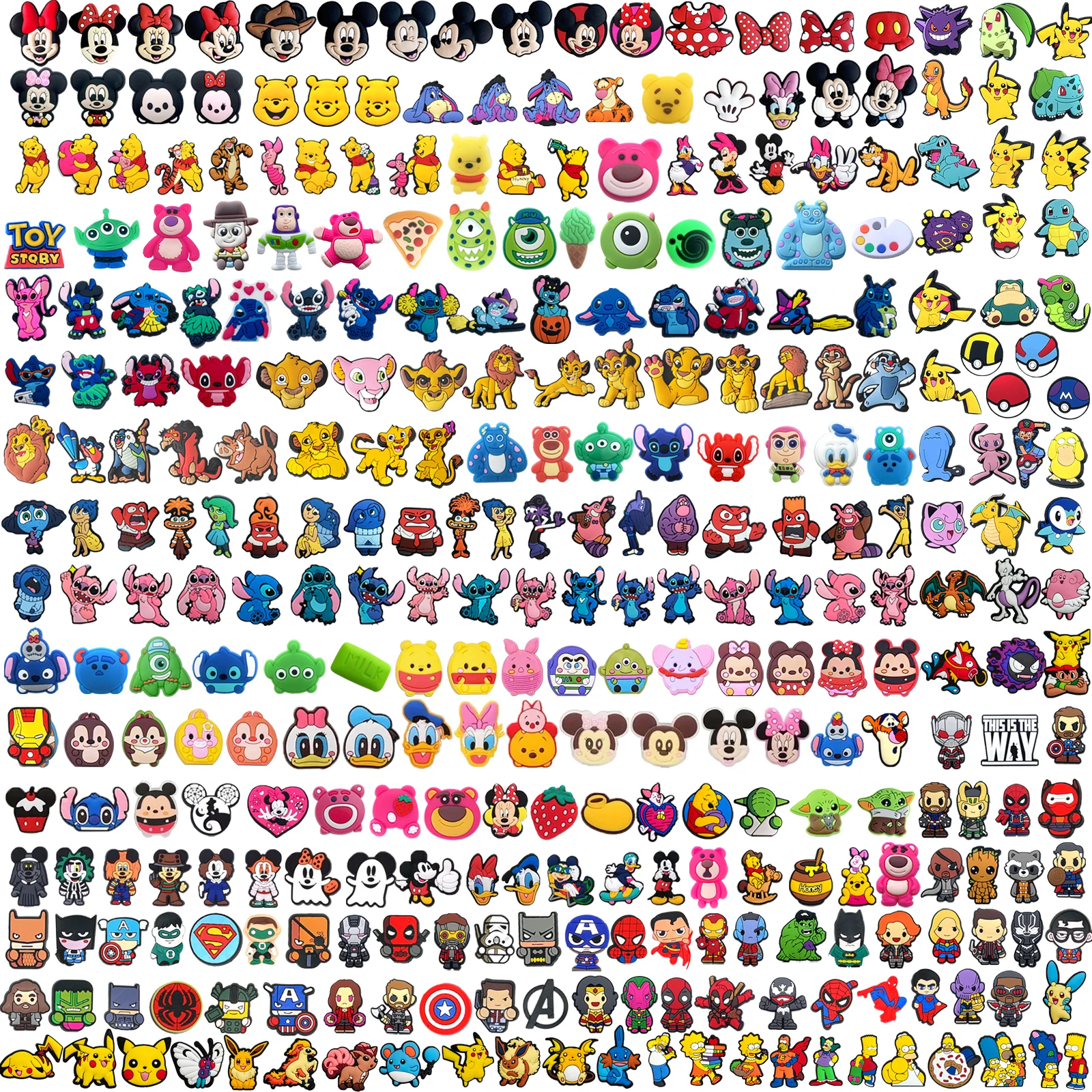 Random 10-100Pcs MINISO Disney Marvel Series Shoe Charms For Sandals Beach Bags, DIY Shoe Decorations Accessories Shoes Pins