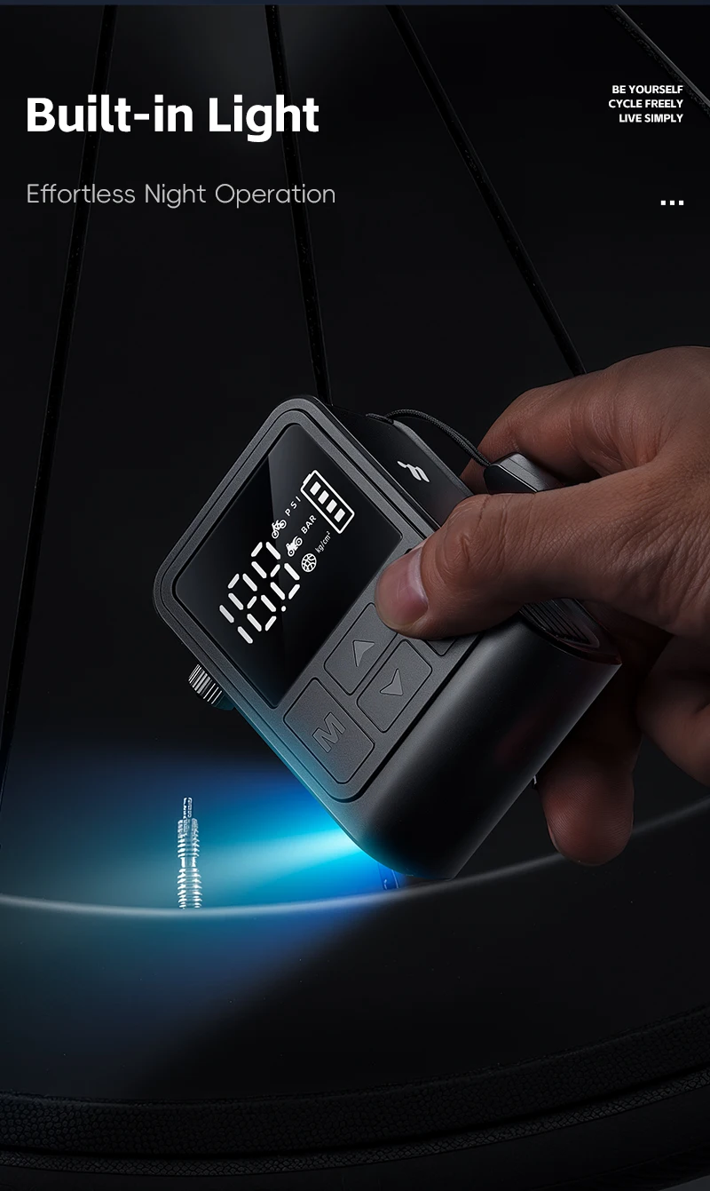 WEST BIKING 130PSI Mini Elektrische Fahrradpumpe Wiederaufladbarer Kompressor Reifenfüller Digitale Anzeige Luftpumpe Fahrradzubehör – Detail 13