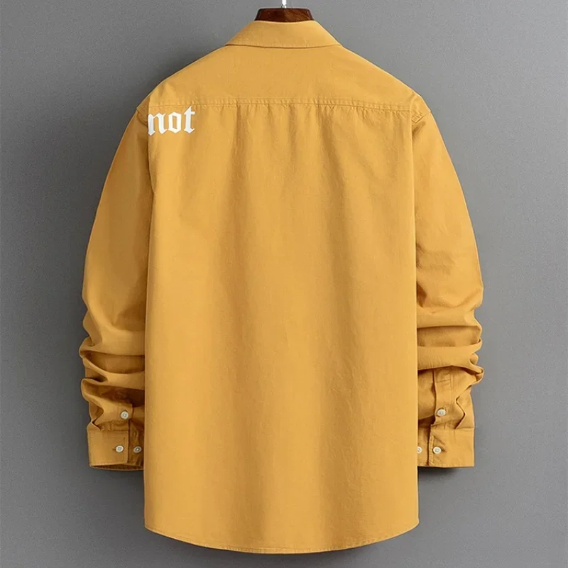 Unisex Men\'s New Clothes Shirt Coat, All-Matching Work Clothes Casual Long Sleeve Solid Color 100% Cotton Shirt Oversized