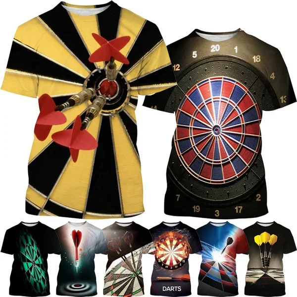 

Hot Sale Darts Theme Pattern Men's Short Sleeve T Shirt Casual Fashion Game Harajuku Style 3D Print Streetwear Top