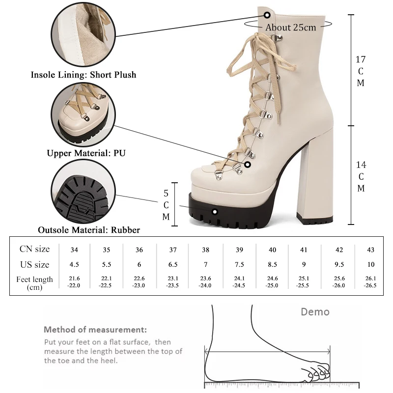 GMQM Brand Fashion Women Pumps New Double Platform Ankle Boots High Heel Sexy Ladies Buckle Lace-Up Punk Style Motorcycle Shoes