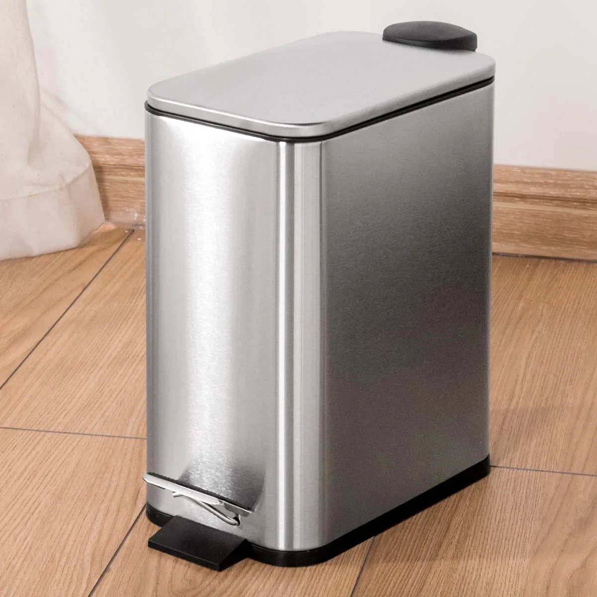 

5л прямоугольный мусорный бак с крышкой и ножной педалью, ведро для бытовой уборки из нержавеющей стали, кухонное ведро для хранения