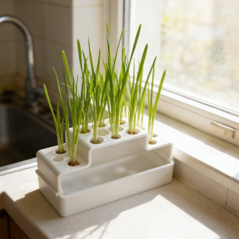 Maceta de plástico con bandeja, soporte vertical para jardinería exterior, adecuado para hierbas, microvegetales, cebollas y verduras de hoja.