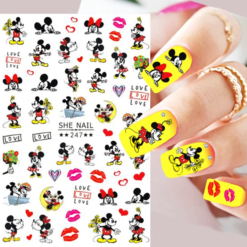 Disney Valentinstag Mickey und Minnie Cartoon Nagelaufkleber Nail Art Supplies Niedliche Stich Disney Princess Aufkleber für Nägel