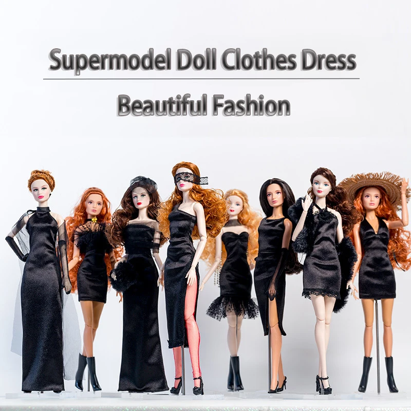 32cm Doll Clothes Suit European Fashion Supermodel Small Black Dress Series Fashion Set Princess Dress DIY Toy Collector Gifts