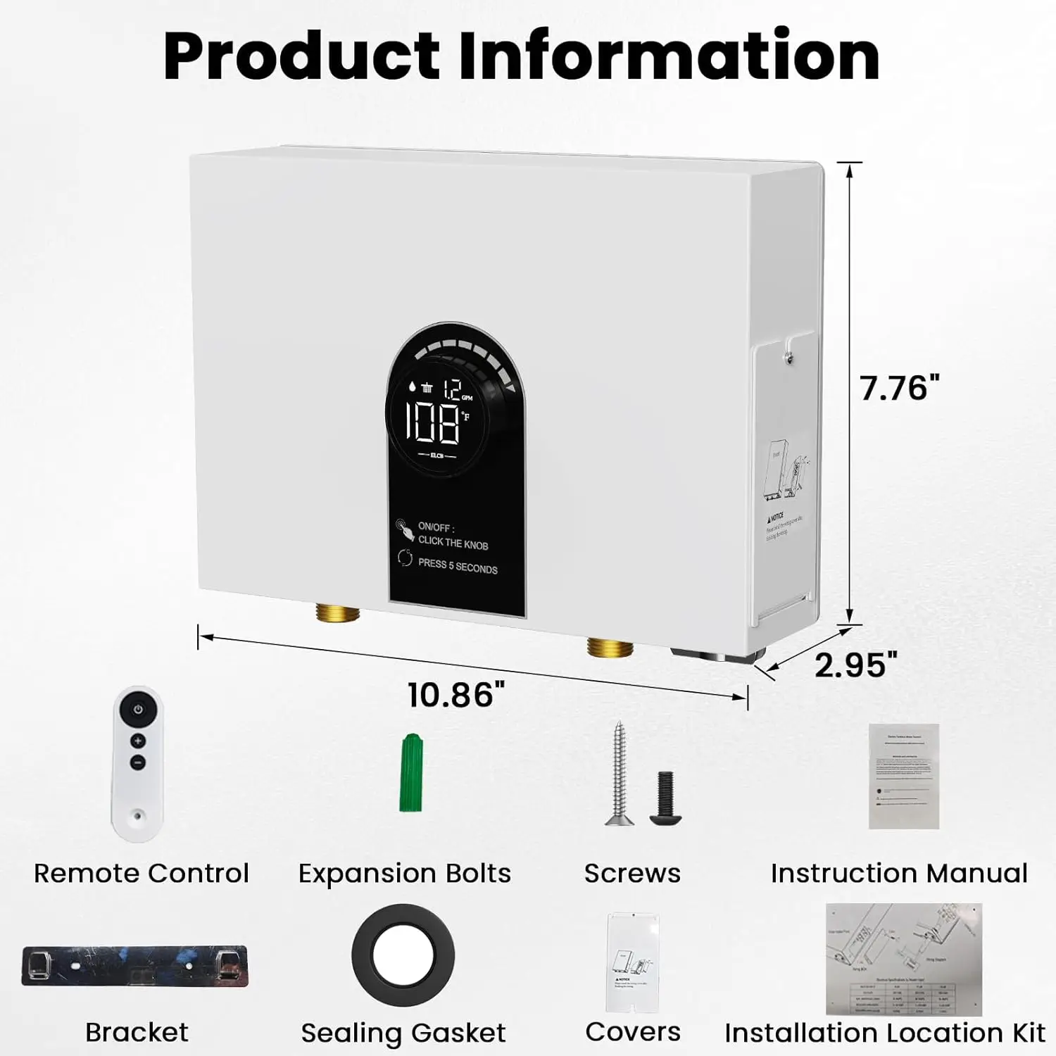 

8000W Smart Instant Water Heater Electric Boiler US Indoor Tankless Hot Water for Households Garages Cars for Hotels Metal