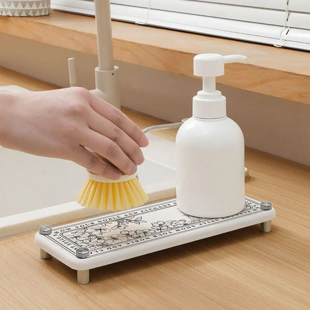 

Nordic Style Bathroom Tray Flower Pattern Diatom Mud Bathroom Storage Rack Water-absorbent Anti-slip Cosmetic Storage Tray