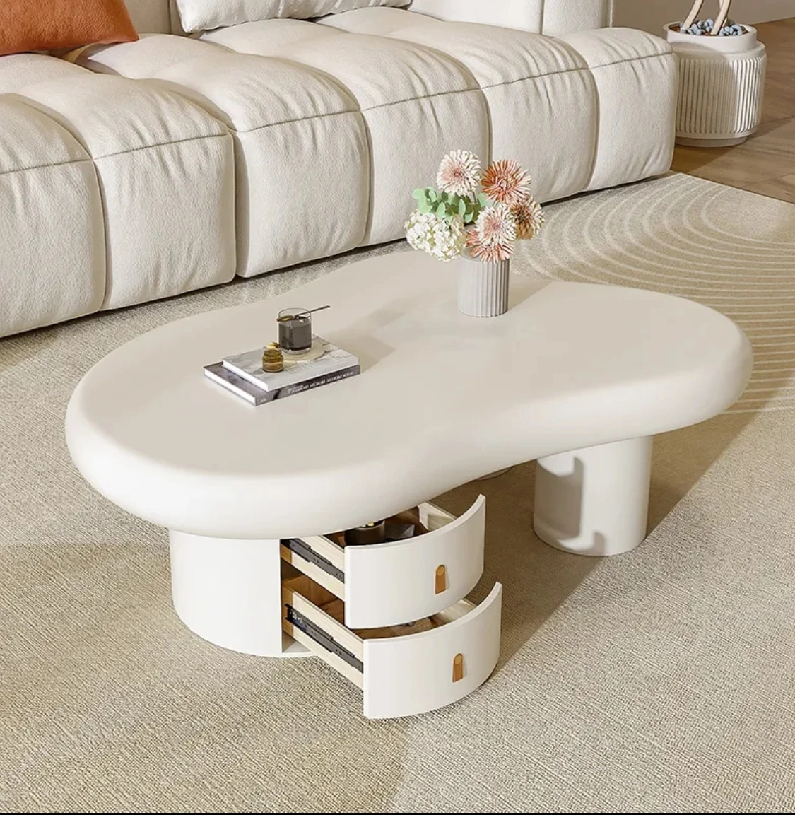 White Cream Tea Table Abnormity Irregular Tea Table Living Room Small Apartment Coffee