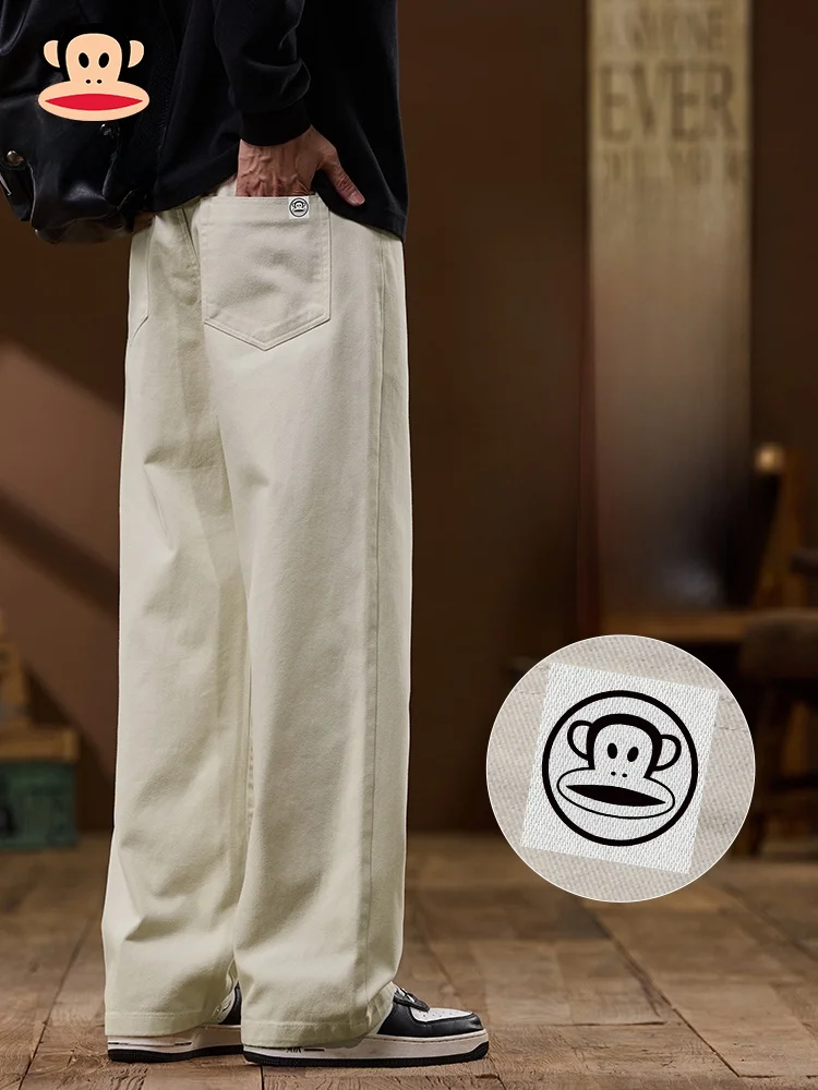 

Рабочие брюки PaulFrank из чистого хлопка, мужские свободные брюки прямого кроя, повседневные брюки, осенняя новинка, модные брендовые дышащие брюки