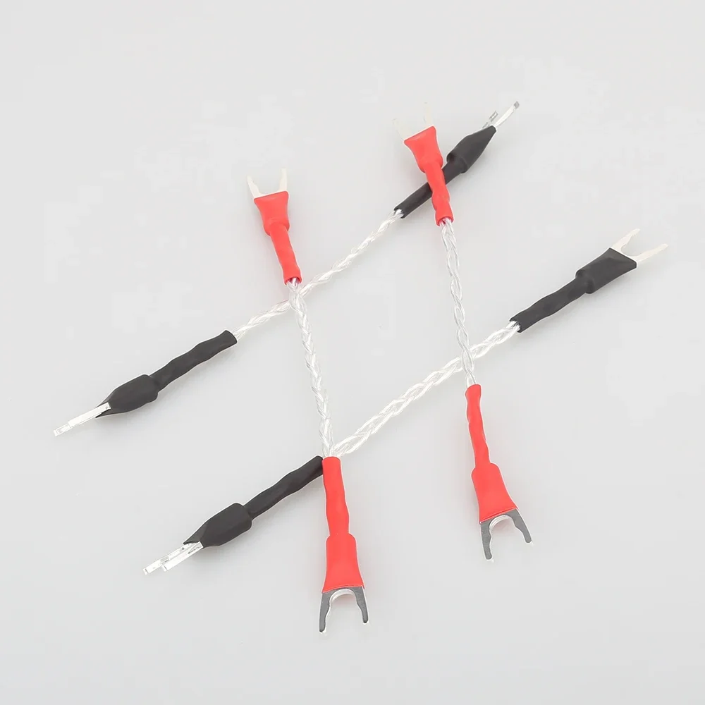 Hi-end áudio banhado a prata jumper cabo de alto-falante hifi jumper de áudio com terminal de pá y banhado a prata 8ag