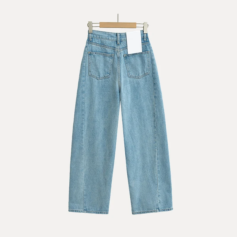 Lente 2025, damesjeans met wijde pijpen, vloerlengte, Amerikaans retro splitontwerp, casual, faionable bootcut denimbroek