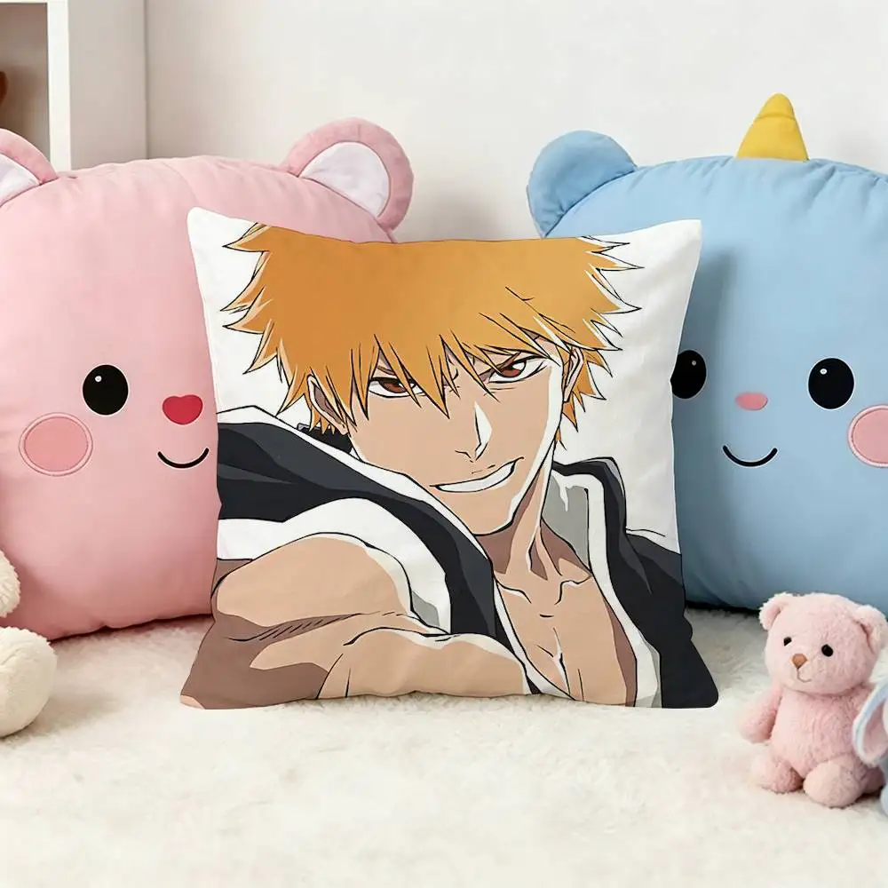 BLEACH Ichigo Kurosaki Square Double-Sided Printed Pillow Case Sofa Cushion Cover Bedroom Bedside Decor