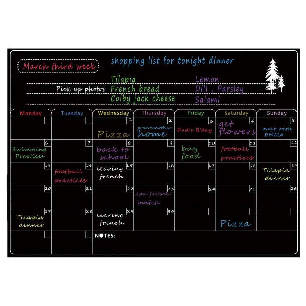 Weekly Schedule Magnetic Sticker A3 Fridge Magnet Kitchen Black Board Sticker Weekly Planner Highlight Mark Note