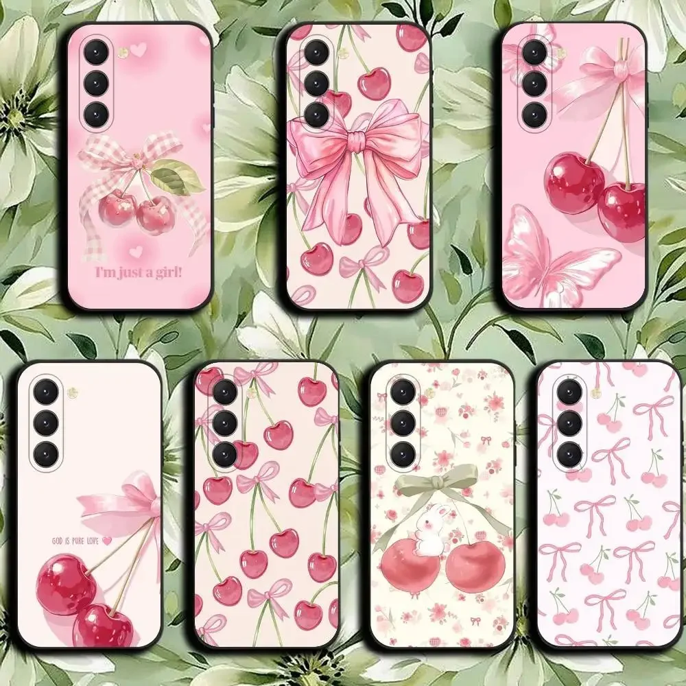 

Cute Fruit Pink Cherries Phone Case For Samsung Galaxy A52 A42 A32 A22 A12 A02S A72 A73 A51 A41 A31 A21S A71 A40 A30S A20S