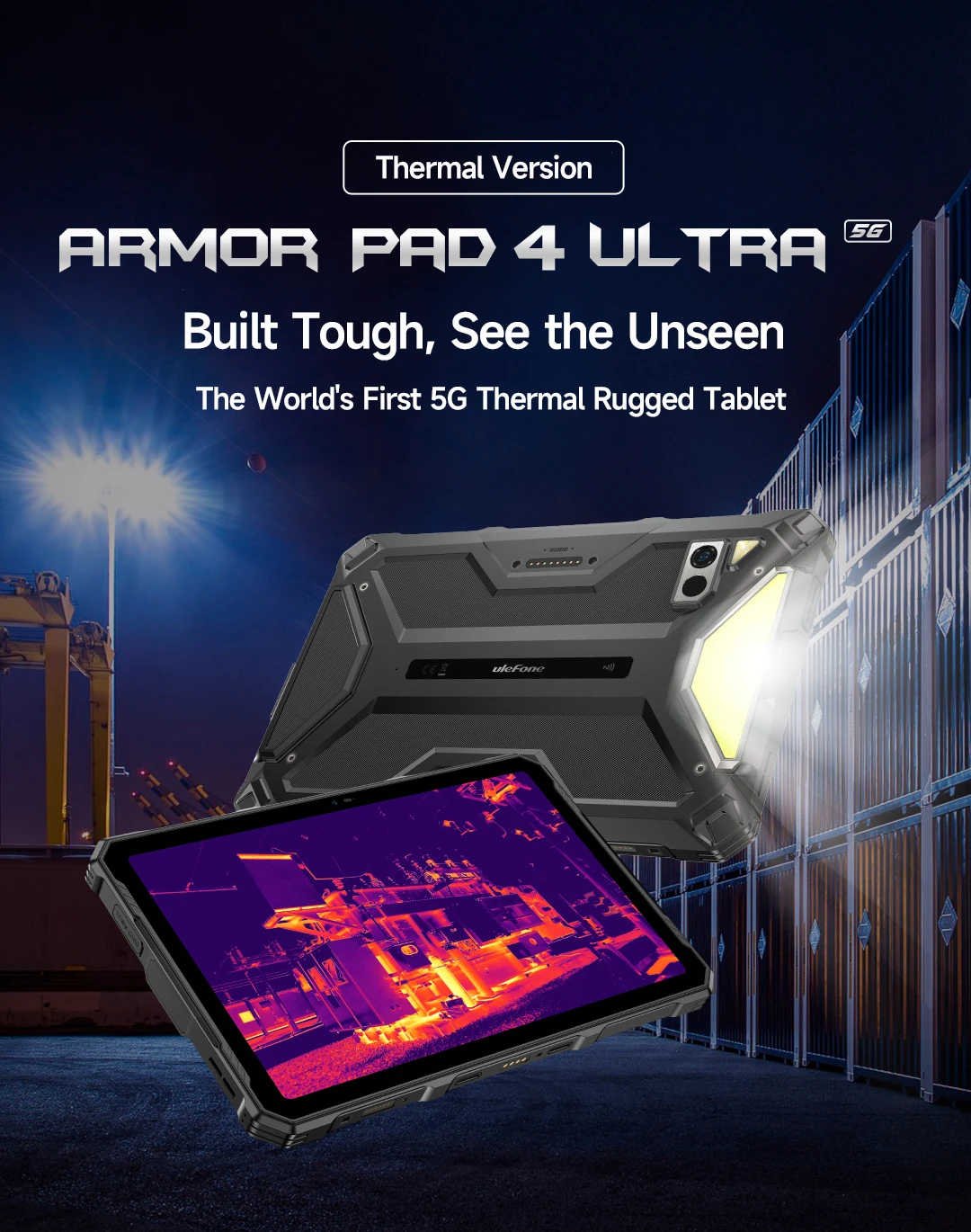 Ulefone Armor Pad 4 Ultra 5G Rugged Tablet Thermal Imaging 10.36' 2K Up to 16GB RAM 256GB ROM 11800 mAh Battery Android Global