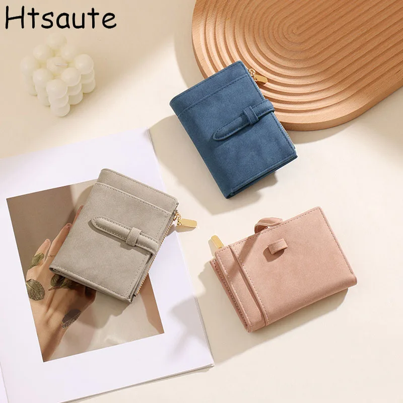 Women's Short Wallet with 8 Card Slots & Zipper Coin Pocket - Blocking Multi-Function Purse (New Design) cartera mujer