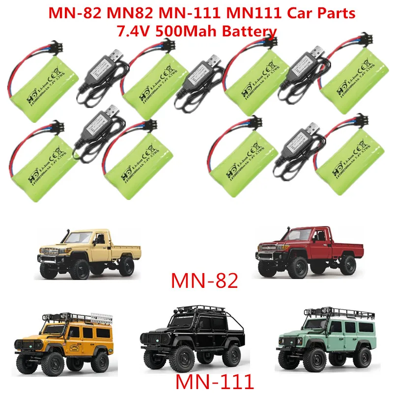 MN-82 MN82 MN-111 MN111 Pièces de rechange et accessoires pour voiture et camion télécommandés électriques 7.4V 500Mah Batterie Câble USB