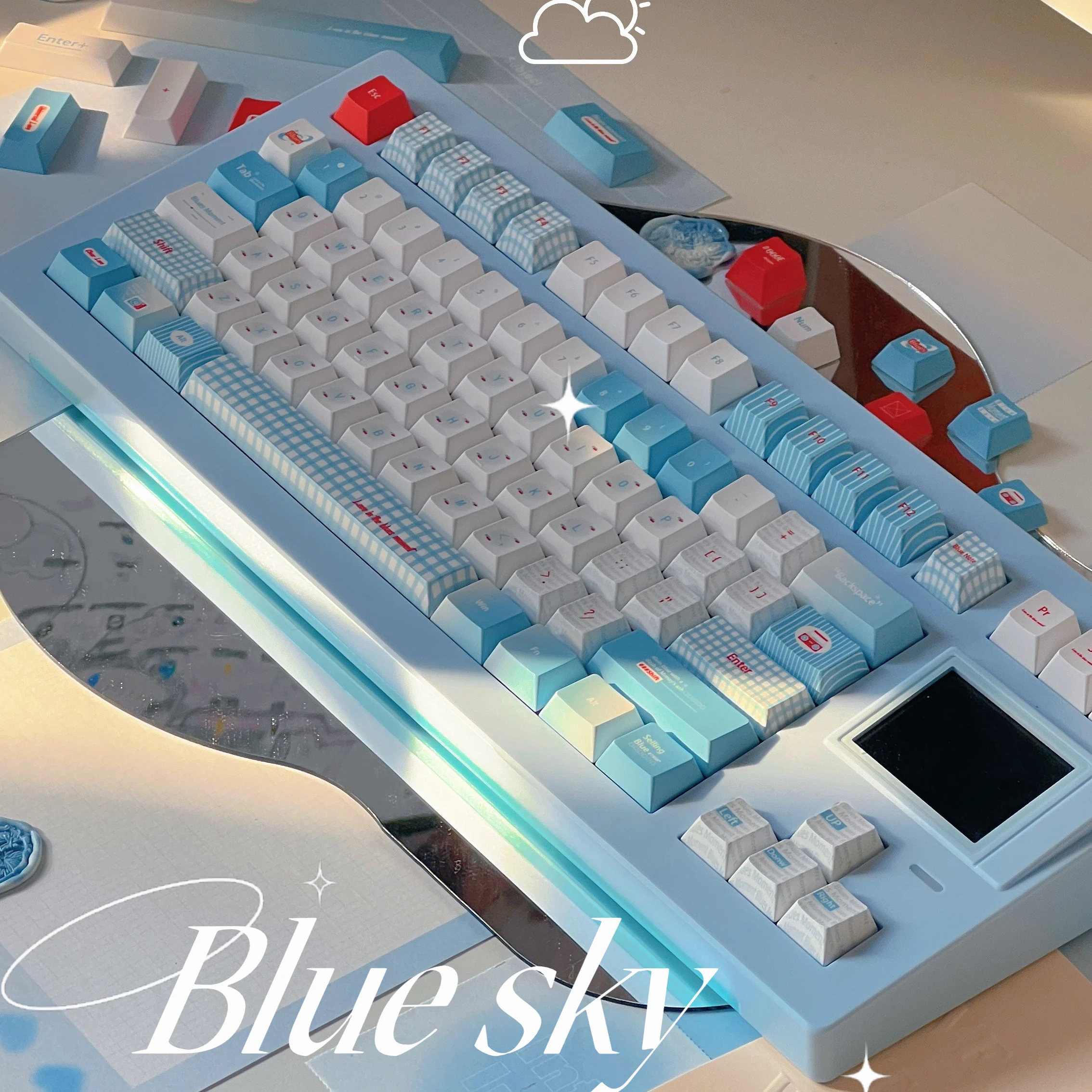 

Синие колпачки для клавиш Cherry Pbt, сублимация, британский ретро, красный, синий, клетчатый, индивидуальные колпачки для клавиатуры для Diy Aula F75/F99