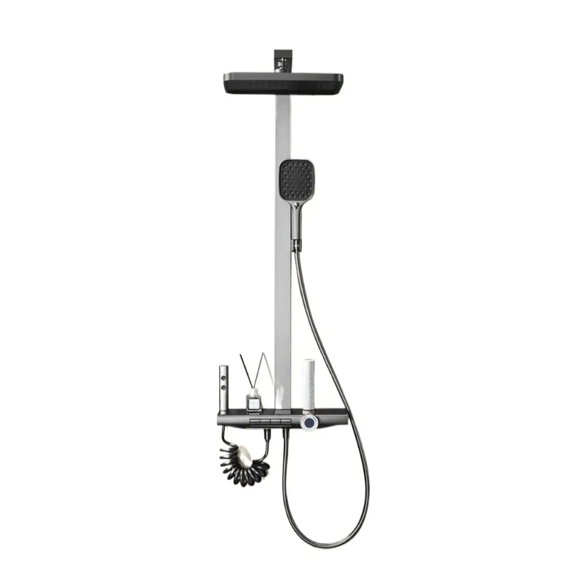 

Shower set, constant temperature household copper digital display, pressurized bath, ambient light rack