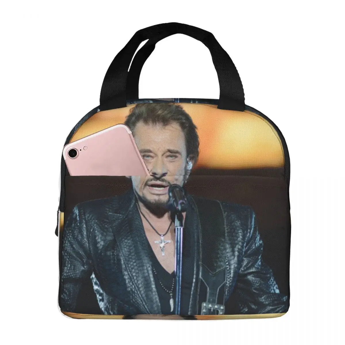 Johnny Hallyday Guitar Insulated Lunch Tote Bag for Women French Singer Rock Music Resuable Cooler Thermal Food Lunch Box